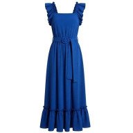 Vestido largo manga corta acampanada