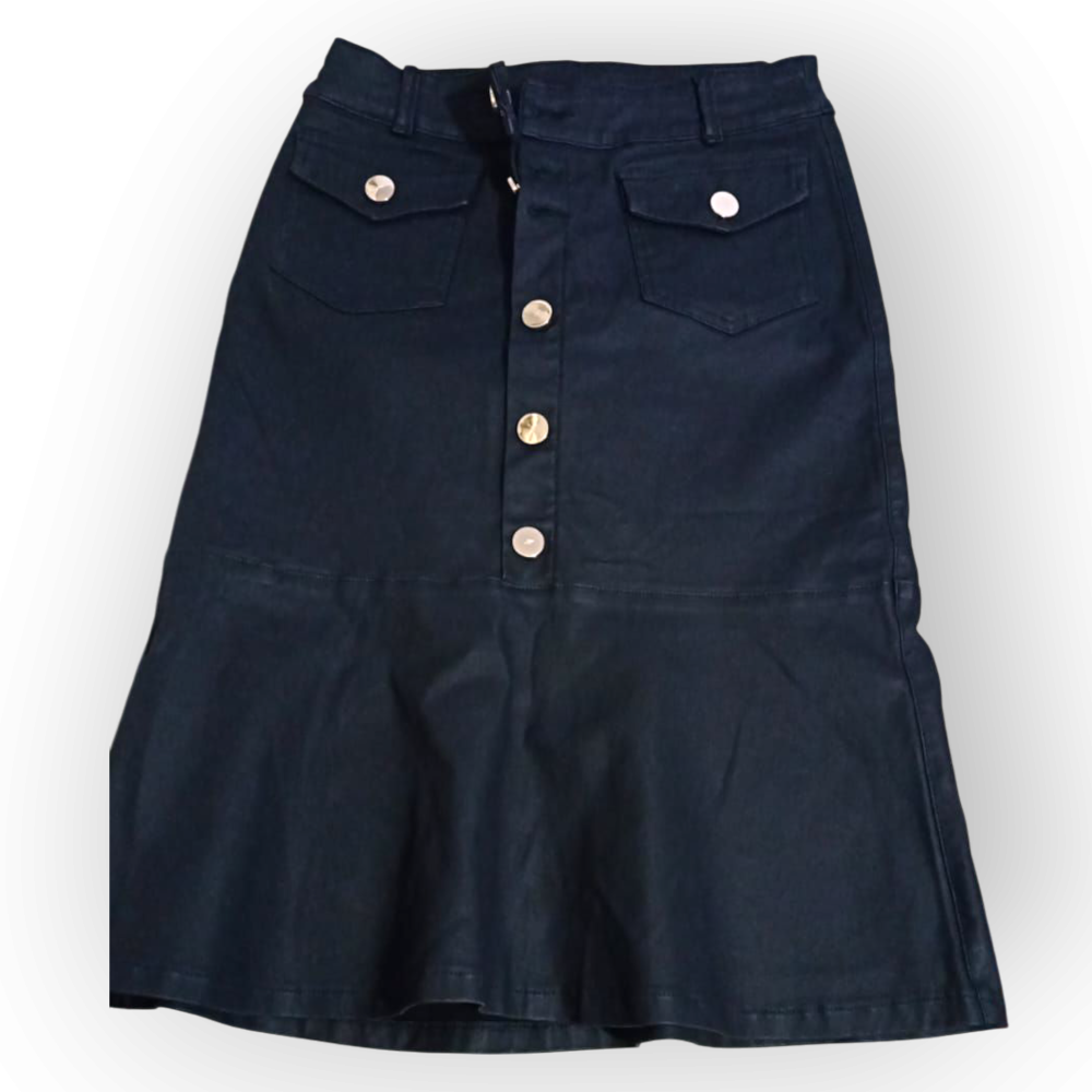 Falda Cuerina Botones Adelante