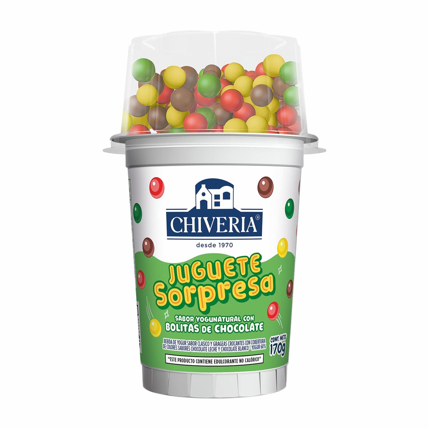 Yogur Cuchareable Natural Y Bolitas De Chocolate Juguete Sorpresa CHIVERIA 170 G