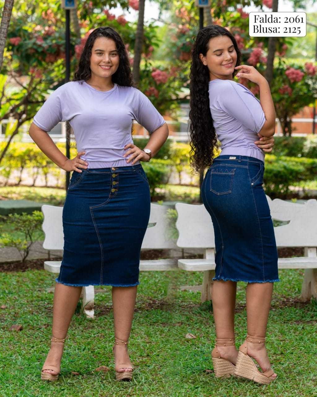 Falda Jean 3/4 (5) botones adelante