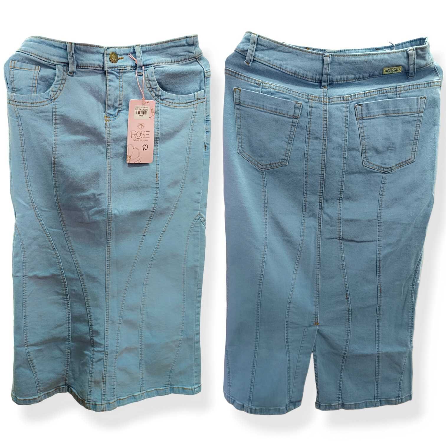 Falda Jeans Canillera Costura En Raya Adelante