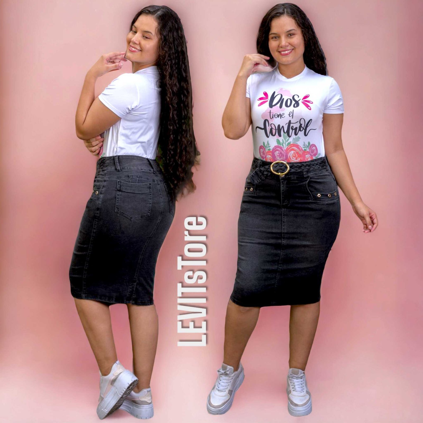 Falda Jeans 3/4 con Correa (Cinturon en Trenza)