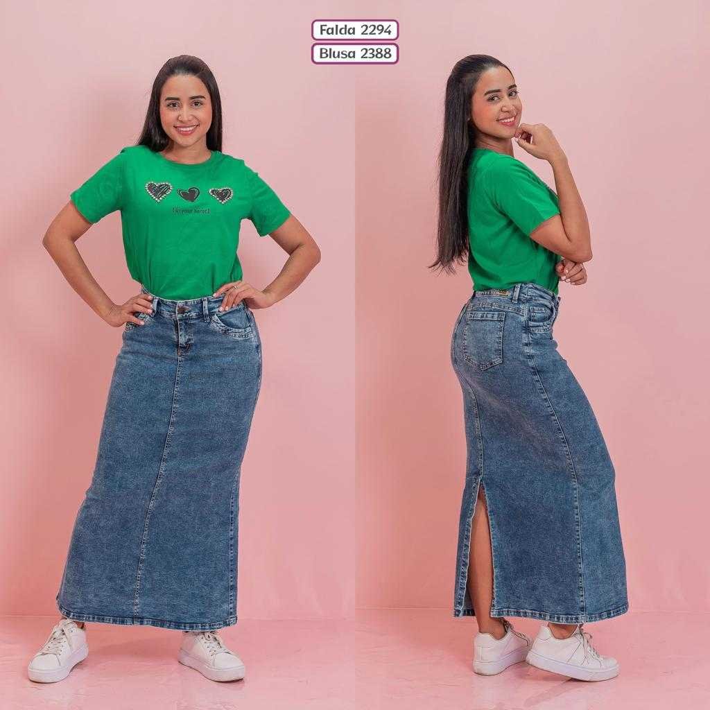 Falda Jean Larga Clásica