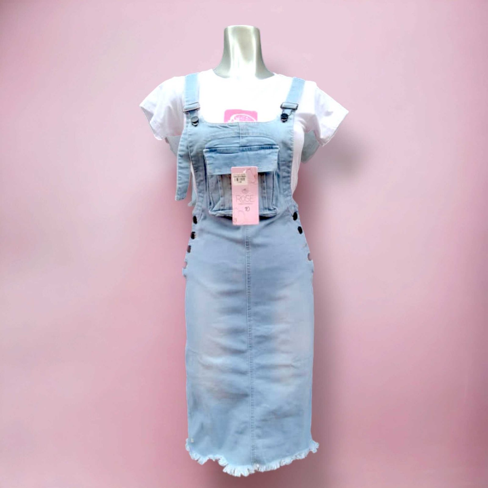 Jardinera Jean 3/4 Bolsillos Adelante