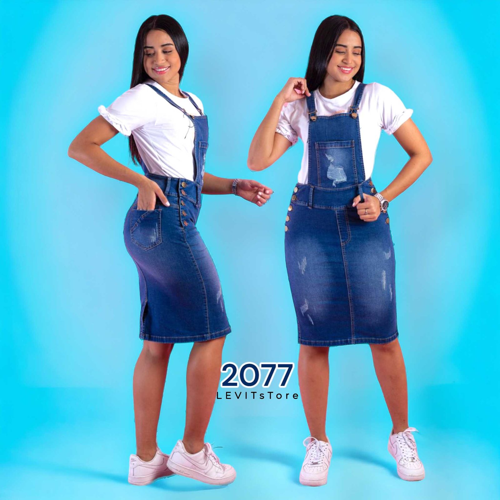 Jardinera Jean 3/4 Botones A Lado