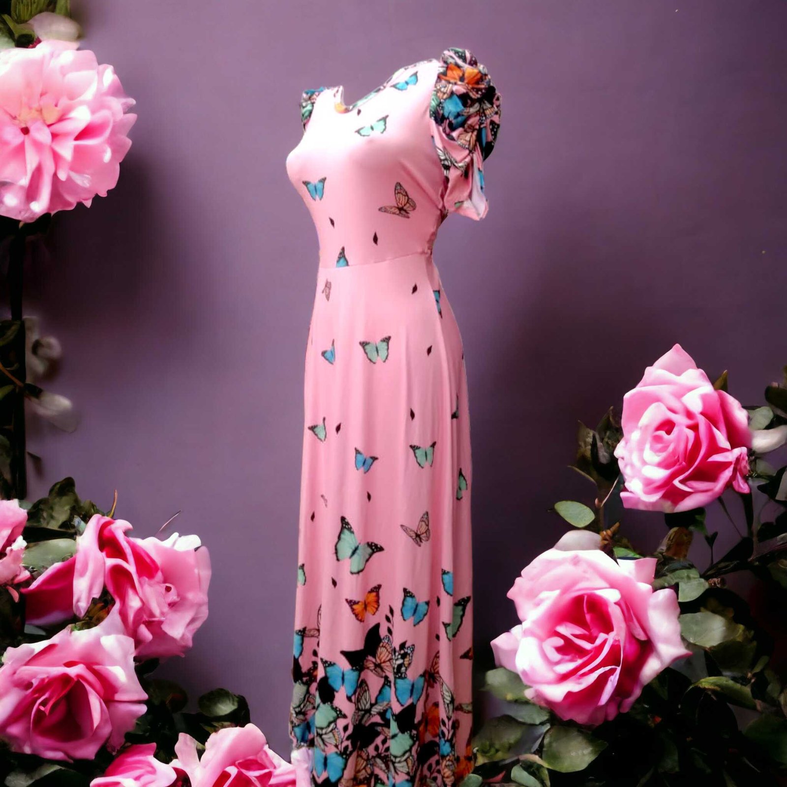 Vestido Largo Estampado Mariposa