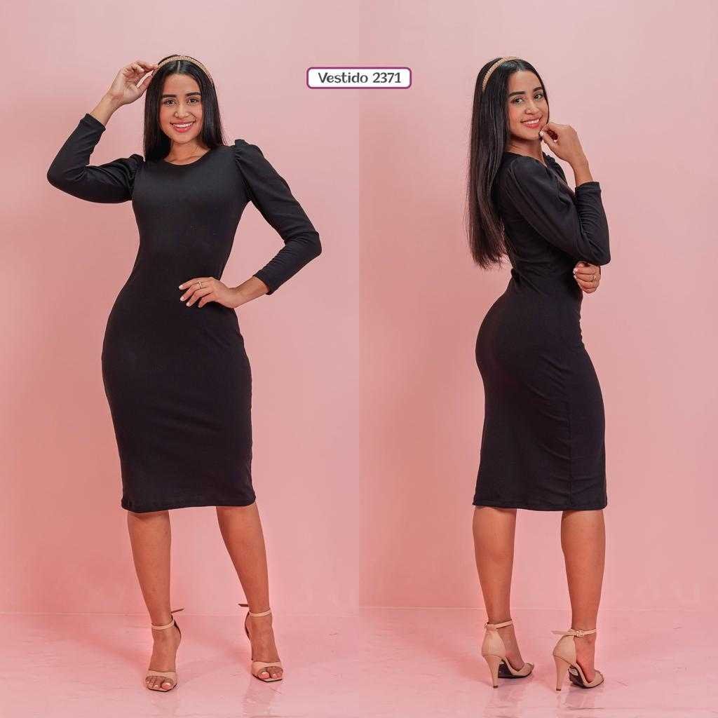 Vestido Manga Larga Tela Rib